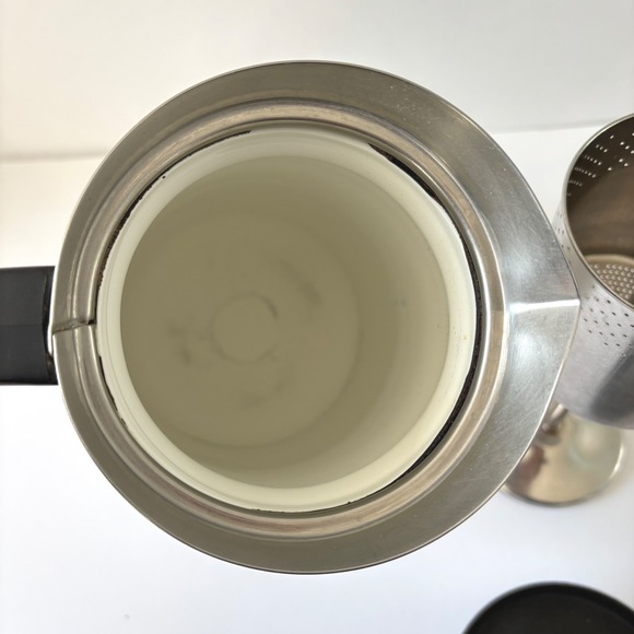 Vtg Corning Ware 9 Cup Percolator Coffee Tea Pot White Blue Floral Set - Picture 6 of 12